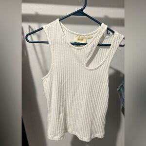 Anthropologie Maeve Ivory Ribbed Tank Top